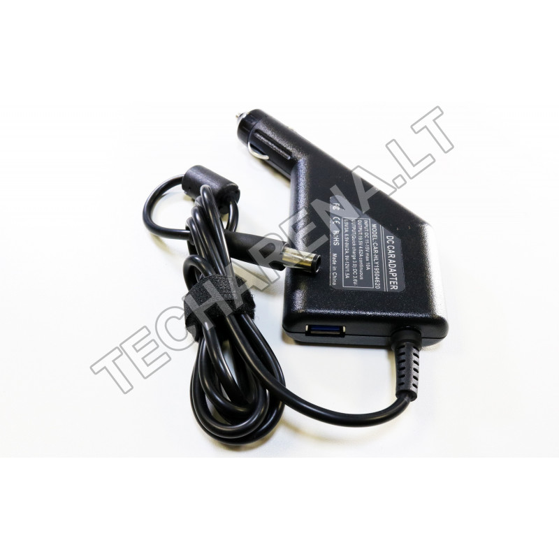 Dell 19.5v 4.62a 7.4*5.0 automobilinis įkroviklis 90w + USB Dell 19.5v 4.62a 7.4*5.0 automobilinis įkroviklis 90w + USB