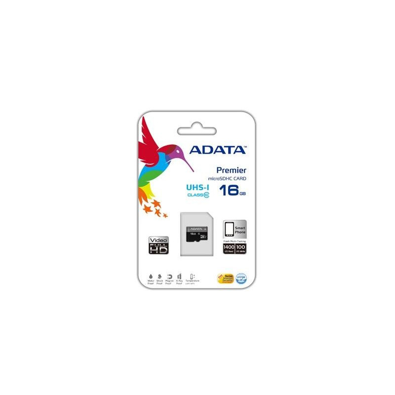 ADATA Premier UHS-I 16GB, MicroSDHC atminties kortelė ADATA Premier UHS-I 16GB, MicroSDHC atminties kortelė